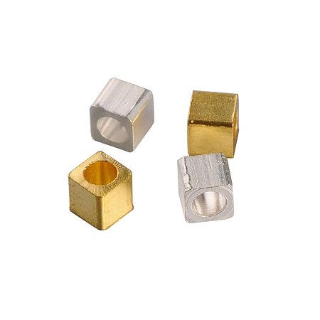 NBEADS 1000 Pcs Cube Brass Bead Spacers, Mixed Color, 3x3x3mm, Hole: 1.5mm