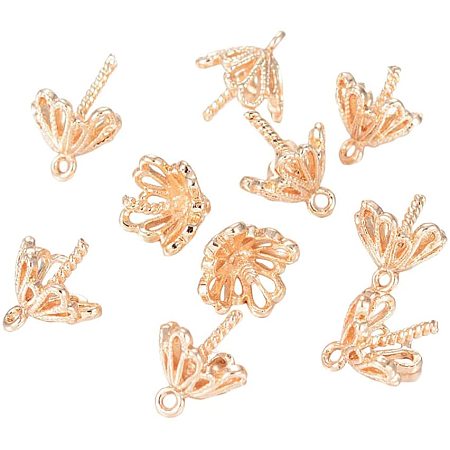 CHGCRAFT 10pcs Brass Cup Pearl Bail Peg Pendants Charm Pendant Connector Eye Pin Bail Peg Pendants Holder for Half Drilled Beads Jewelry Making, Light Gold