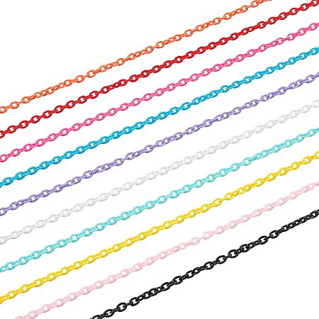 SUPERFINDINGS 20Pcs 14.96x0.22Inch Strands Plastic Curb Chains 10 Colors Cable Chain Links Plastic Link Connectors for Necklace Bracelet Eyeglass Lanyard Making