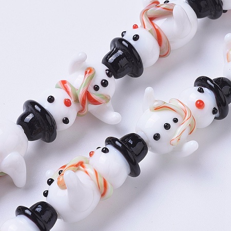 Honeyhandy Handmade Lampwork Beads, For Christmas, Snowman, Colorful, 24~25x15~18x10~12mm, Hole: 1.2mm
