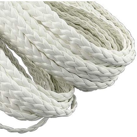 Pandahall Elite 1 Bundle 5mm Braided Imitation Leather Cords White Herringbone Bracelet Findings for DIY Handmade Craft(100m/bundle)