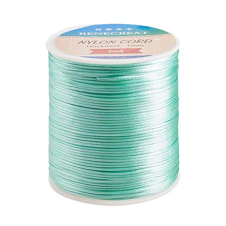 BENECREAT 1mm 200M (218 Yards) Nylon Satin Thread Rattail Trim Cord for Beading, Chinese Knot Macrame, Jewelry Making and Sewing - PaleGreen