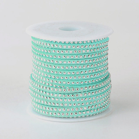 Rivet Faux Suede Cord, Faux Suede Lace, with Aluminum, Light Sky Blue, 3x2mm; about 20yards/roll