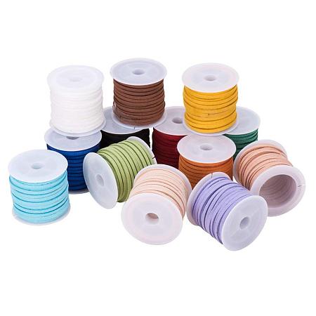 ARRICRAFT 25Rolls Faux Suede Cord for Making Bead Necklace, Bracelet, Keychain, 3x1.5mm; about 5m/roll (Mixed Color by random)