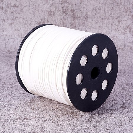 NBEADS 2.7mm 98 Yards/Roll Ivory Color of Lace Flat Faux Suede Leather Cord, One Side Covering with Imitation Leather Beading Thread Cords Braiding String for Jewelry Making