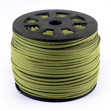 Honeyhandy Faux Suede Cords, Faux Suede Lace, Dark Khaki, 1/8 inch(3mm)x1.5mm, about 100yards/roll(91.44m/roll), 300 feet/roll