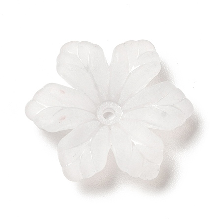 Honeyhandy Transparent Acrylic Bead Caps, 6-Petal, Frosted, Flower, White, 20.5x18x5mm, Hole: 1.5mm, about 1111pcs/500g