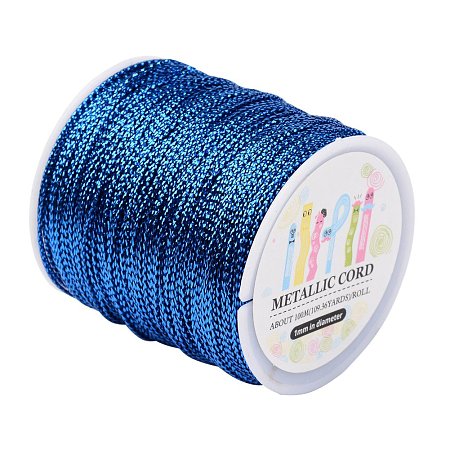 ARRICRAFT 109 Yards 1mm Non Stretch Jewelry Braided Thread Gift Wrap Ribbon Metallic Tinsel Cord Rope RoyalBlue