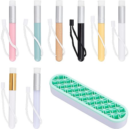 GLOBLELAND 8pcs 8 Styles Ink Blending Brushes with Silicone Storage Box Smooth Blending Ink Painting Small Brushes Details Brush for Art Scrapbooking Painting Drawing Stencils Card Making