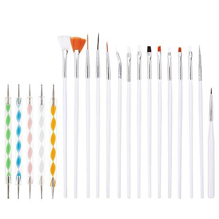 NBEADS 35 Pcs Nail Art Polish Brushes, with Gel Brushes Painting Brushes Dotting Pen Flat Brush, Fan Brush Liner Pen and Double Head Dotting Tools