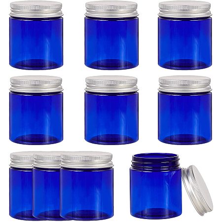 BENECREAT 10 Pack 2.8 oz Blue PET Plastic Refillable Cream Jar Empty Cosmetic Containers Vials with Screw Lid for Kitchen, Cosmetic, Lotion, Personal Care Products