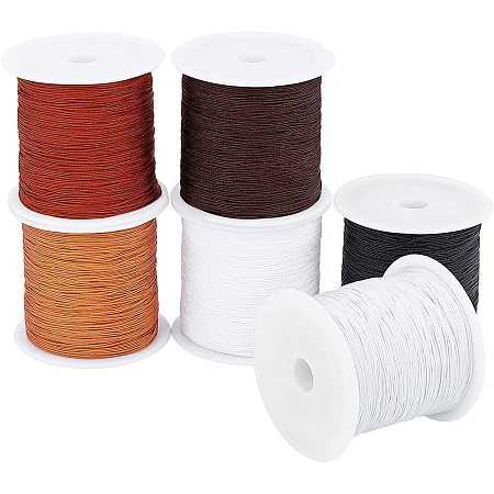 Pandahall Elite 900 Yards Braided Nylon Thread, 6 Colors Nylon Beading String Cord 0.5mm Chinese Knotting Cord Kumihimo Cord for Necklace Bracelet Beading Kumihimo Chinese Knot