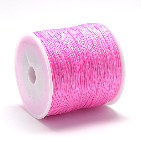 Honeyhandy Nylon Thread, Chinese Knotting Cord, Hot Pink, 1mm, about 284.33 yards(260m)/roll