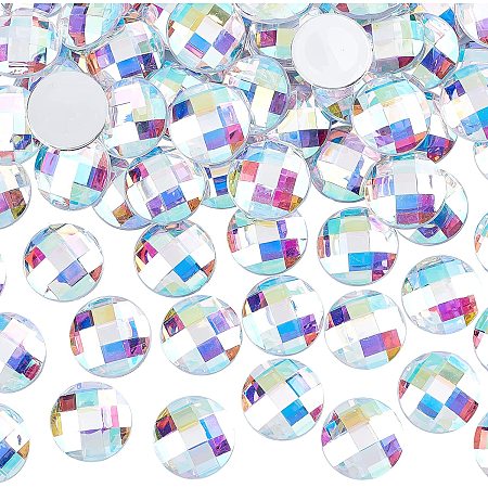 FINGERINSPIRE 70 Pcs 25mm Large Flat Back Round Acrylic Rhinestone Gems with Container Clear AB Color Circle Crystals Bling Jewels Embelishments for Costume Making Cosplay Jewels Crafts