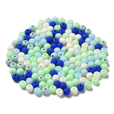 Frosted Opaque Acrylic Beads, Round, Dark Blue, 6mm, Hole: 2mm, about 4545pcs/500g