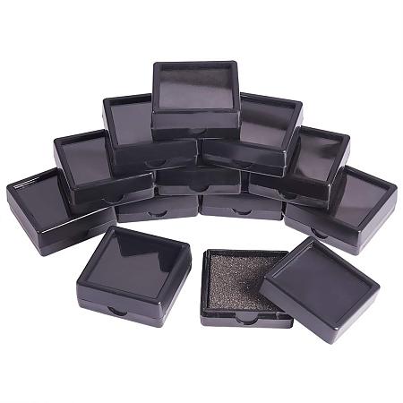 BENECREAT 24PCS Black Gemstone Display Box Jewelry Box Container with Clear Top Lids, 1.57