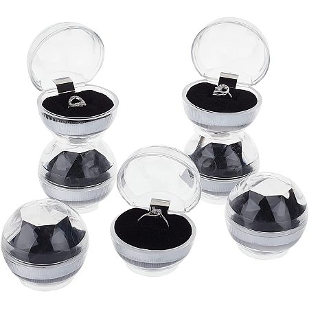 CHGCRAFT 24pcs Black Clear Plastic Ring Boxes Crystal Earrings Jewelry Storage Boxes Display Organizer Case with Foam Insert for All Kinds of Ring Jewelry Earrings
