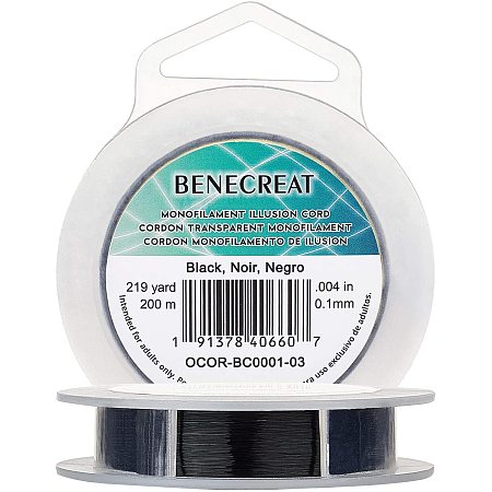 BENECREAT 200m 0.1mm Black Nylon Beading Thread Wire for Hanging, Bracelet and Jewelry Making