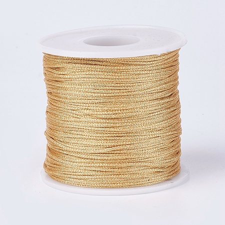 Honeyhandy Resin and Polyester Braided Cord Thread, Metallic Cord, Yellow, 1mm, about 100m/roll(109.36yards/roll)