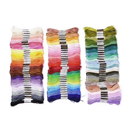100 Skeins 100 Colors 6-Ply Polyester Embroidery Floss, Cross Stitch Threads, Mixed Color, 0.4mm, about 8.75 Yards(8m)/skein, 1 skein/color