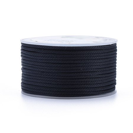 Honeyhandy Polyester Braided Cords, for Jewelry Making Beading Crafting, Black, 2mm, about 21.87 yards(20m)/roll