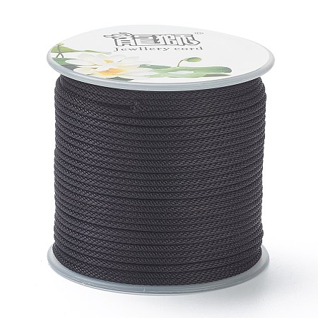 Honeyhandy Polyester Braided Cords, for Jewelry Making Beading Crafting, Black, 1.5mm, about 21.87 yards(20m)/roll