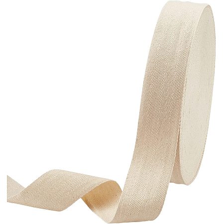 NBEADS 54.68 Yards(50m)/Roll Cotton Tape Ribbons, Herringbone Cotton Webbings, 45mm Wide Flat Cotton Herringbone Cords for Home Decor, Wrapping Gifts, Sewing DIY Crafts, Antique White
