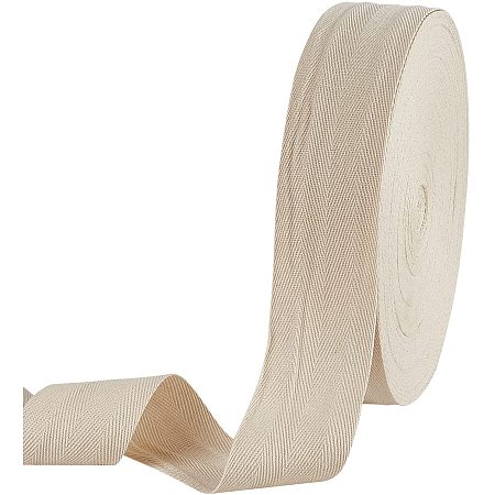 NBEADS 54.68 Yards(50m)/Roll Cotton Tape Ribbons, Herringbone Cotton Webbings, 50mm Wide Flat Cotton Herringbone Cords for Home Decor, Wrapping Gifts, Sewing DIY Crafts, Antique White