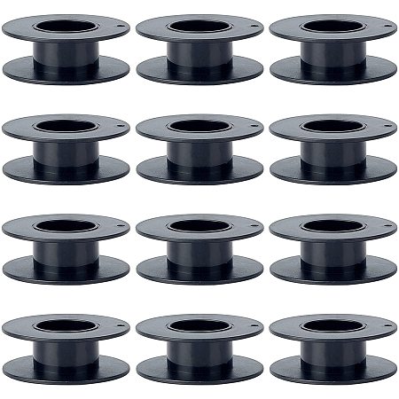 OLYCRAFT 24pcs Plastic Bobbin Empty Spools Black Thread Wire Spools Bobbins Small Plastic Spools Empty Wire Spools Plastic Bobbins for Embroidery Brother Sewing Cord Thread Wire Rope Chain