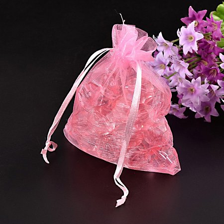 NBEADS 200PCS Organza Bags for Mother's Day, Pink, 12x10cm