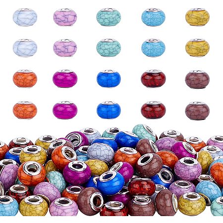 PandaHall Elite 100pcs 10 Colors Resin European Beads 5mm Large Hole Faceted Rondelle Beads for European Charm Beads Bracelet Necklace Jewelry Making