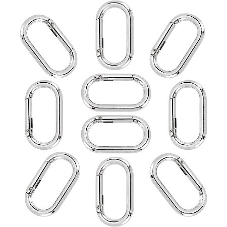 GORGECRAFT 10PCS Carabiner Metal Spring Key Ring Oval Spring Gate Ring Spring Snap Hooks Clip for Bags Purses Keyring Buckle Metal Secure Holder