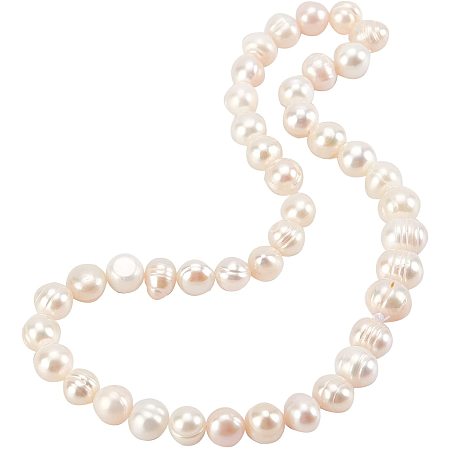 NBEADS 34 Pcs Natural Shell Pearl Beads, Round Freshwater Pearl Beads Spacer, Antique White Pearl Loose Beads for DIY Crafts Making Jewelry Bracelets Necklaces Earrings