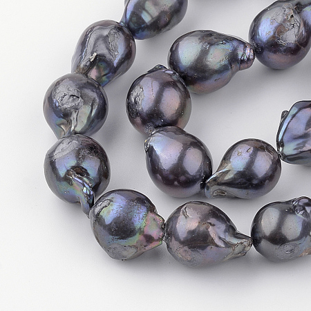 ARRICRAFT Natural Baroque Pearl Keshi Pearl Beads Strands, Cultured Freshwater Pearl, teardrop, Prussian Blue, 15~20x13~16mm, Hole: 0.8mm, about 16~22pcs/strand, 15.7 inches