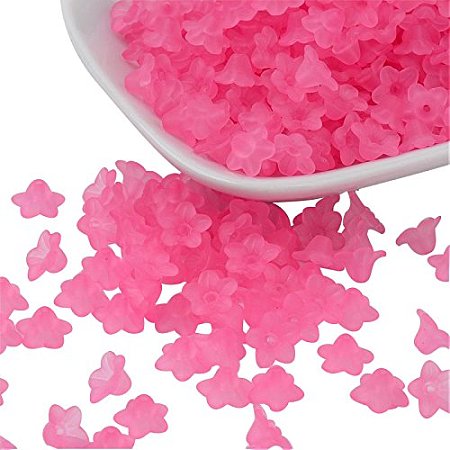 ARRICRAFT 500g (About 5000 pcs) Flower Frosted Transparent Acrylic Beads 10x5mm, HotPink