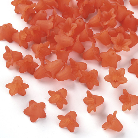 Honeyhandy Transparent Acrylic Beads, Frosted, Flower, Light Coral, 17.5x12mm, Hole: 1.5mm, about 770pcs/500g
