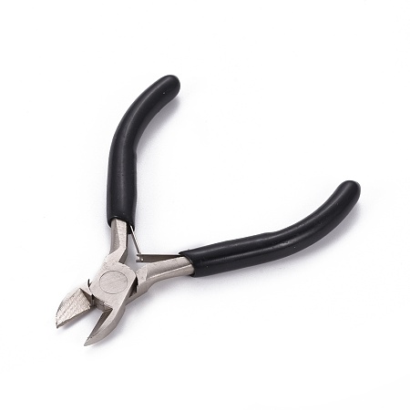 Honeyhandy Carbon Steel Jewelry Pliers, Side Cutting Pliers, Side Cutter, Ferronickel, with Plastic Handle, Black, 10.5x8.2x0.9cm