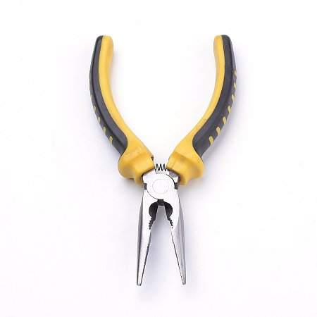 NBEADS 1 Pc 45# Polished Steel Jewelry Pliers Needle Nose Pliers Chain Nose Pliers, Gold, 165mm Long