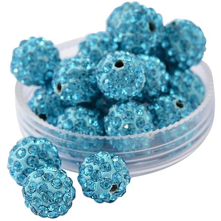 Arricraft About 100 Pcs 10mm Clay Pave Disco Ball Czech Crystal Rhinestone Shamballa Beads Charm Round Spacer Bead for Jewelry Making Turquoise