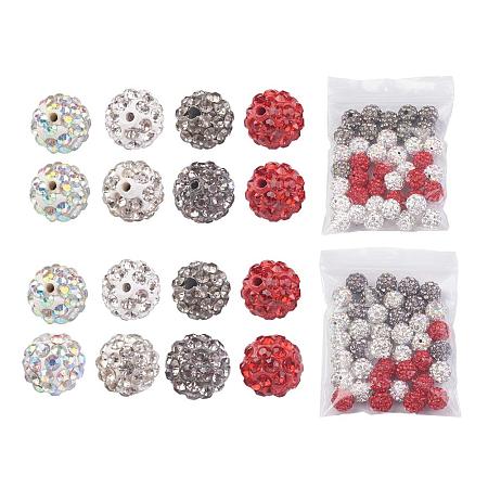ARRICRAFT 80pcs 8mm 4 Color Drilled & Half Drilled Clay Pave Disco Ball for Polymer Clay Rhinestone Shamballa Beads Charms Jewelry Makings