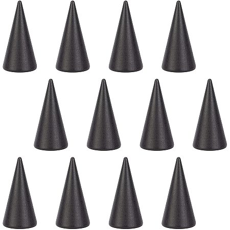 NBEADS 12 Pcs Black Wooden Ring Holder, Ring Display Cone Ring Stand Finger Ring Display Jewelry Display for Rings Jewelry Exhibition