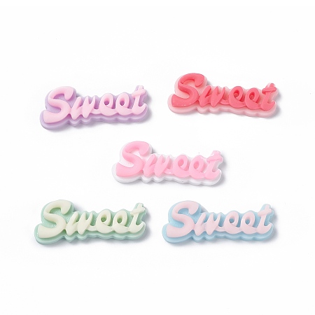 Honeyhandy Opaque Resin Cabochons, Word Sweet, Mixed Color, 37x14.5x6mm