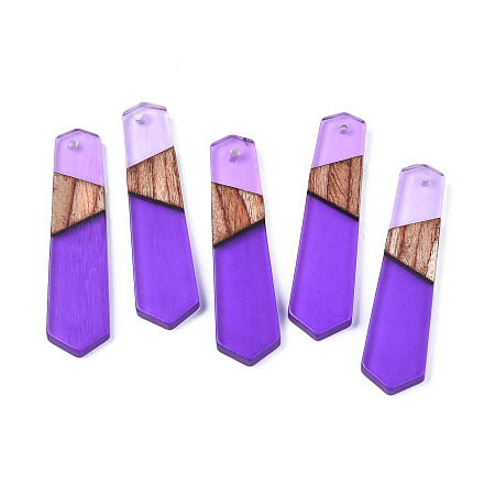 Honeyhandy Resin & Walnut Wood Pendants, Arrow, Blue Violet, 49x12x3.5mm, Hole: 1.6mm