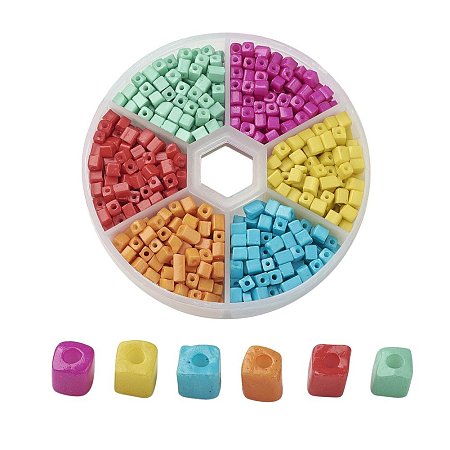 ARRICRAFT 1 Box 6/0 6 Colors Cube Glass Seed Beads Loose Spacer Beads Jewelry Making 3~7x3x3mm