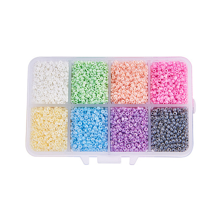 PandaHall Elite Mixed 12/0 Round Glass Seed Beads Mixed Color 2mm for Jewelry Making, Hole: 1mm; about 12500pcs/box