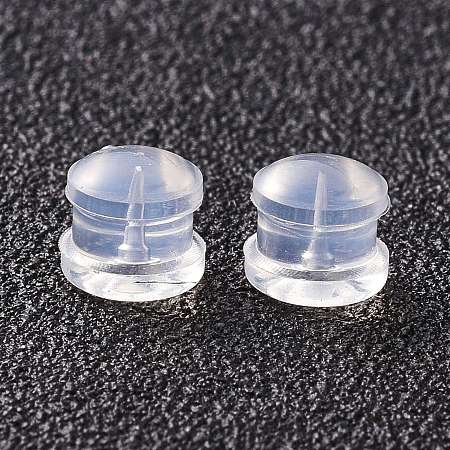 Honeyhandy Silicone Ear Nuts, Earring Backs, for Stud Earring Making, Clear, 5.5x5mm, Hole: 1mm