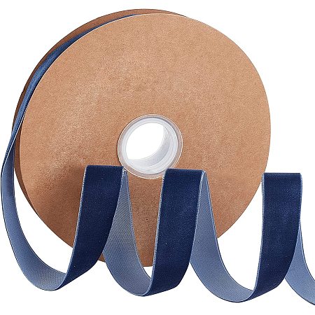 GORGECRAFT 20Yard × 1 Inch Velvet Ribbon Single Side Satin Ribbon Roll Gift Wrapping Ribbons for Package Wrapping Hair Bow Clip Accessory Wedding Decoration DIY Craft(Prussian Blue)