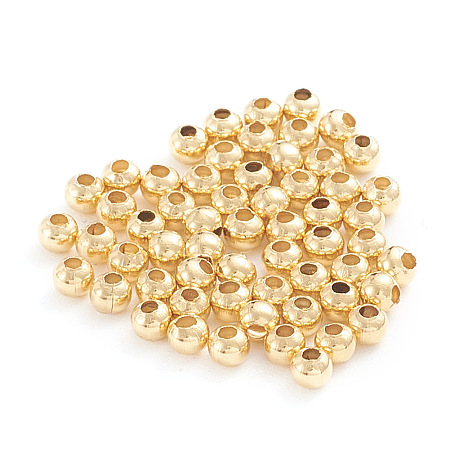 Honeyhandy 304 Stainless Steel Beads, Hollow Round, Golden, 2.4x2mm, Hole: 0.8mm about 500pcs/bag