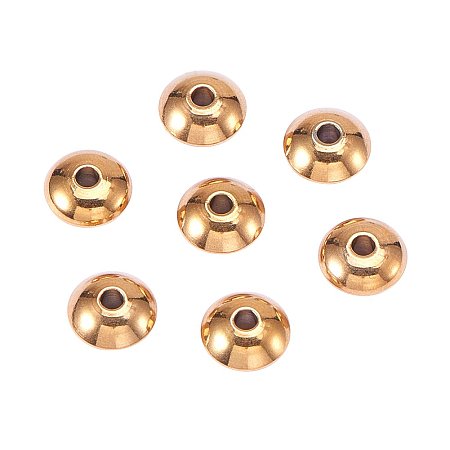 NBEADS 100 Pcs 8mm 304 Stainless Steel Smooth Flat Round Metal Spacer Beads Loose Beads for DIY Jewelry Making Findings