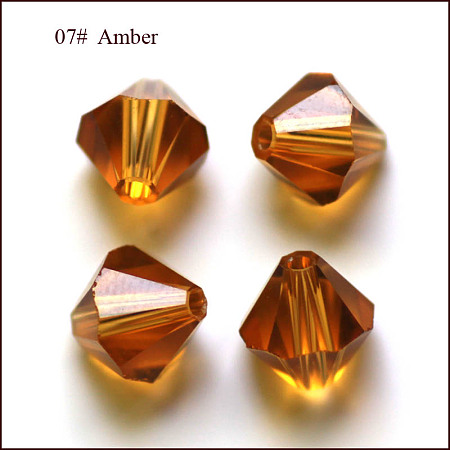 Honeyhandy Imitation Austrian Crystal Beads, Grade AAA, Faceted, Bicone, Peru, 4x4mm, Hole: 0.7~0.9mm